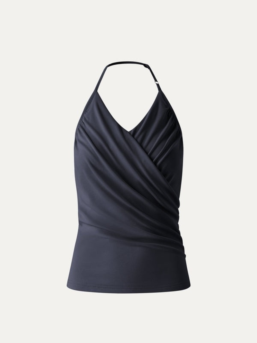 OGL Sandwashed Modal Halter Neck Surplice Ruched Bandless Bra Top